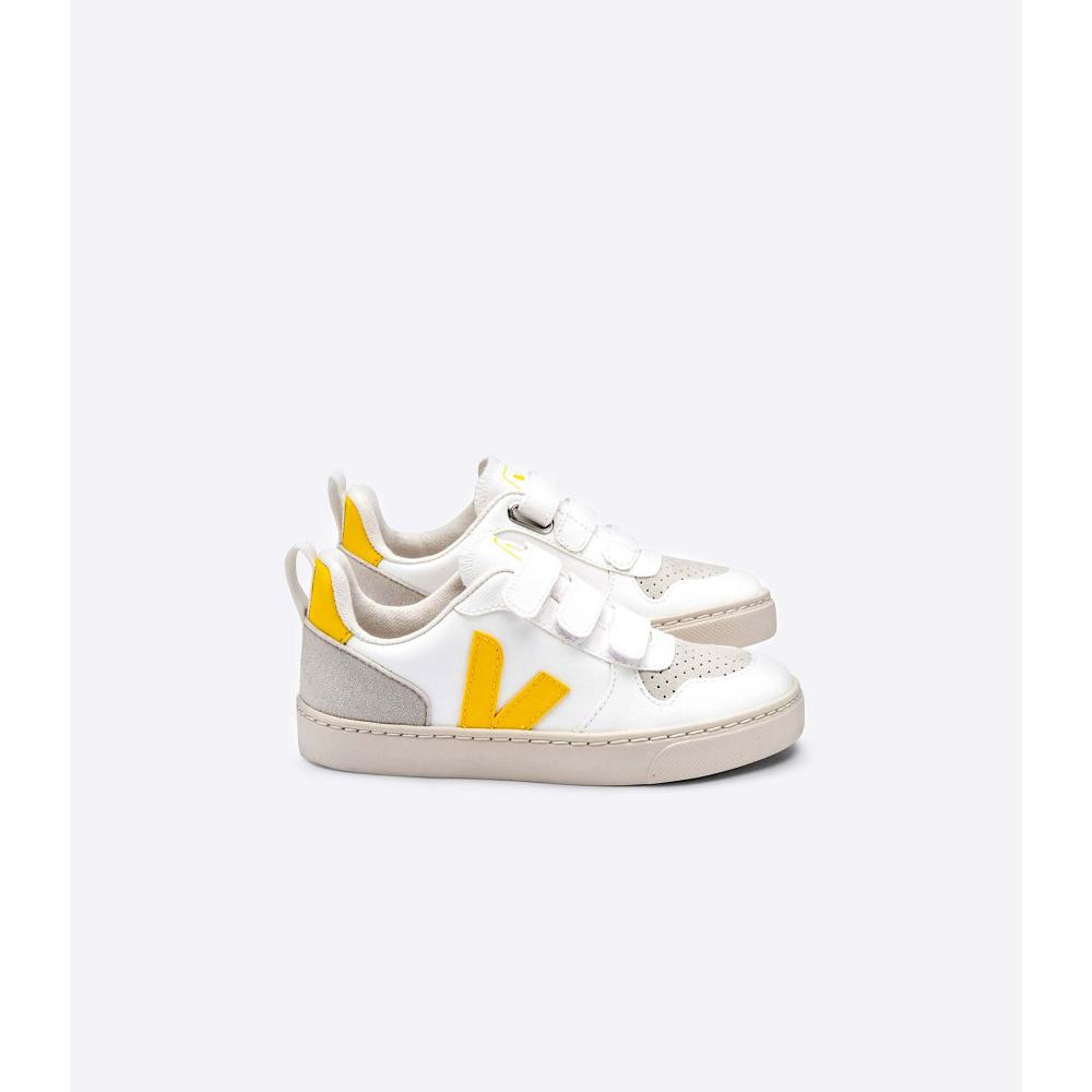 Veja V-10 STRAPS CWL Sko Barn White/Orange | NO 802JPQ